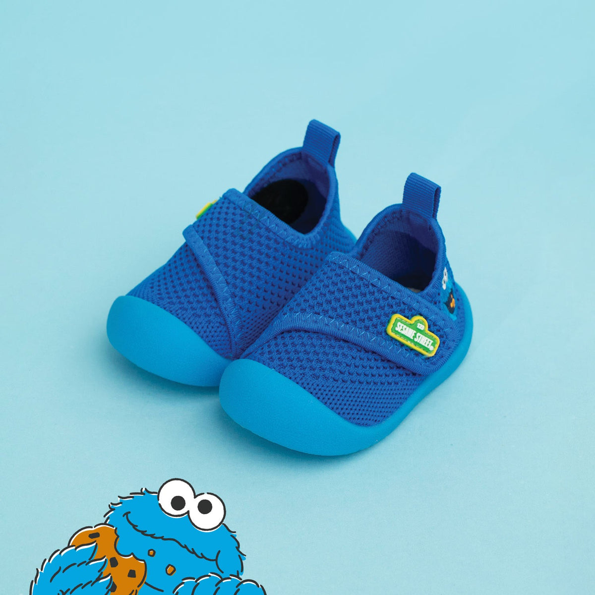 Duckies Velcro Cookie Monster Blue