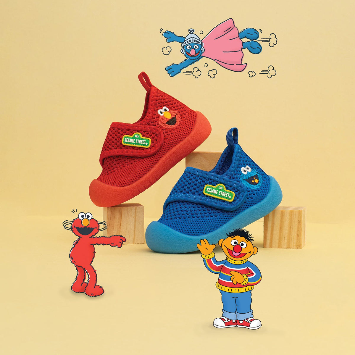Duckies Velcro Elmo Red