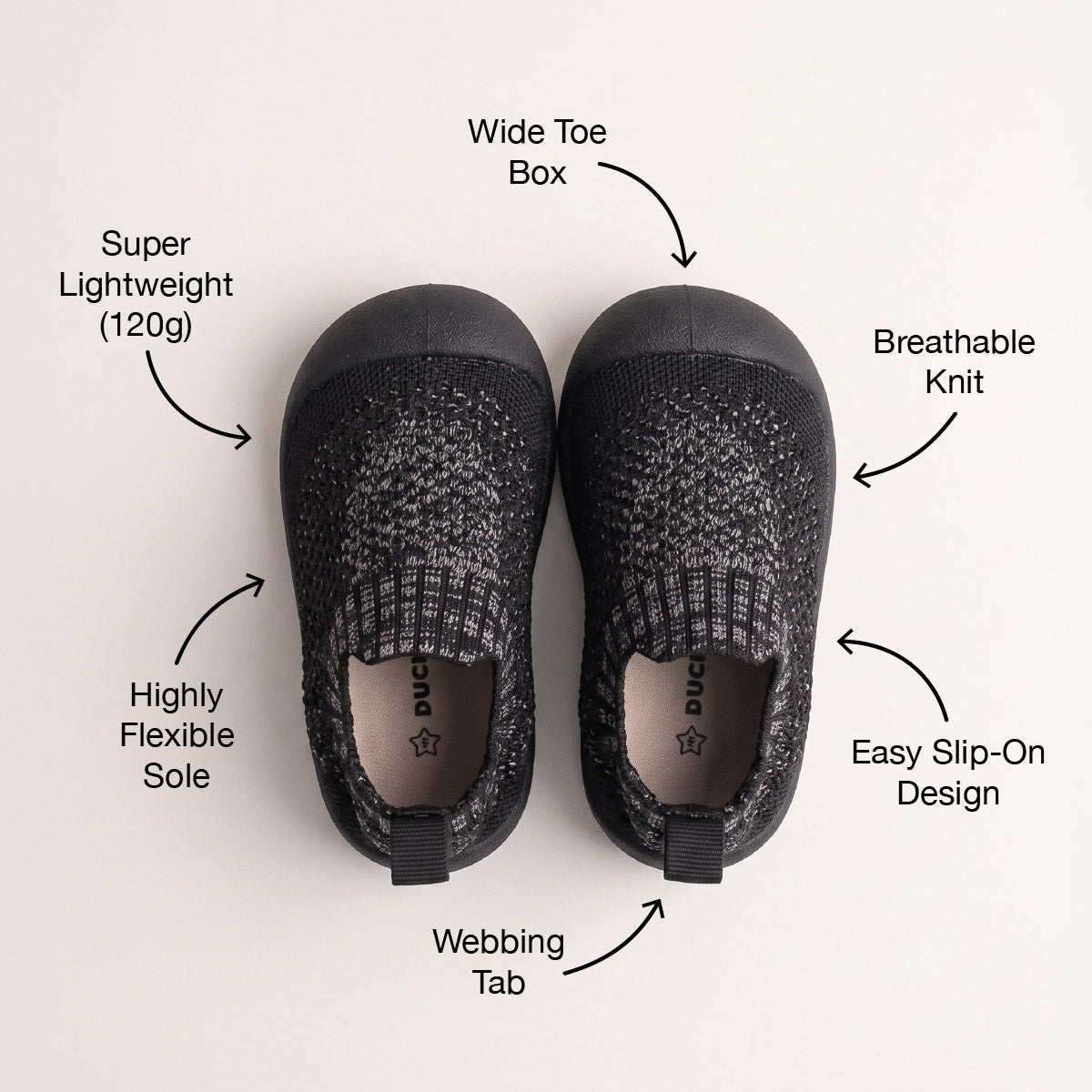Duckies Slip-On Black Fleck