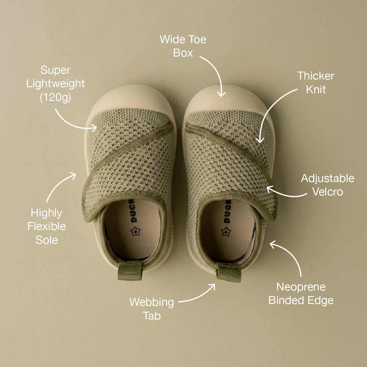 Duckies Velcro Olive