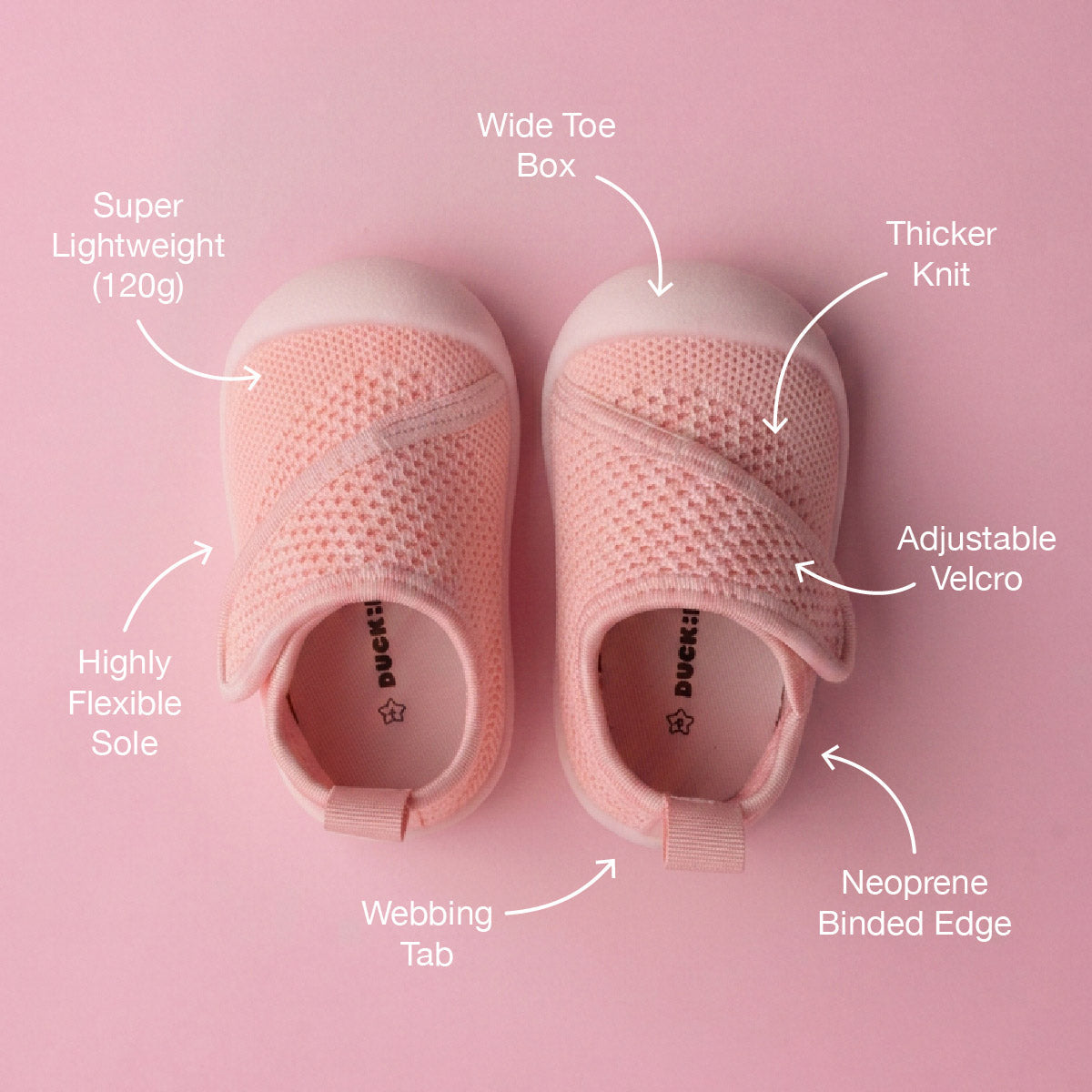 Duckies Velcro Pink