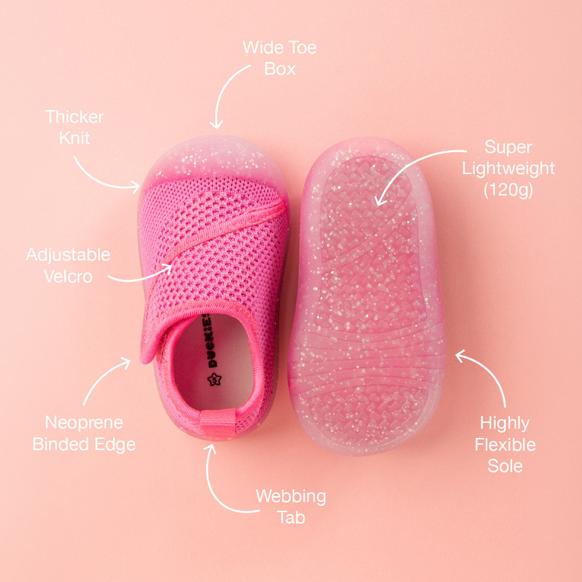 Duckies Velcro Pop Glitter